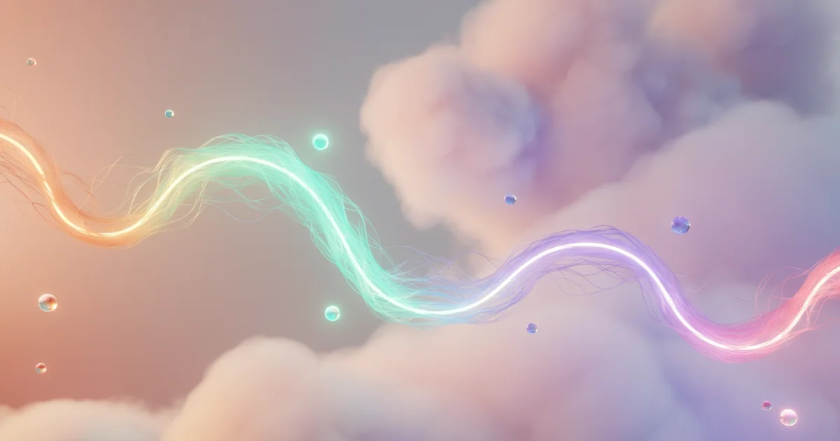 Soft ethereal illustration of a glowing nervous system pathway transitioning from warm agitated tones to cool calm gradients